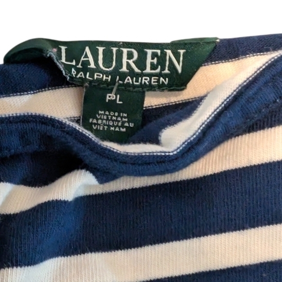 LAUREN RALPHLAUREN navy striped off shoulder fluttersleeve bodycon dress, PL - Picture 4 of 6